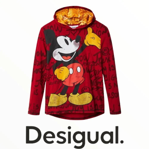 DESIGUAL | Red | HOODED MICKEY MOUSE T-SHIRT - Picture 1 of 8